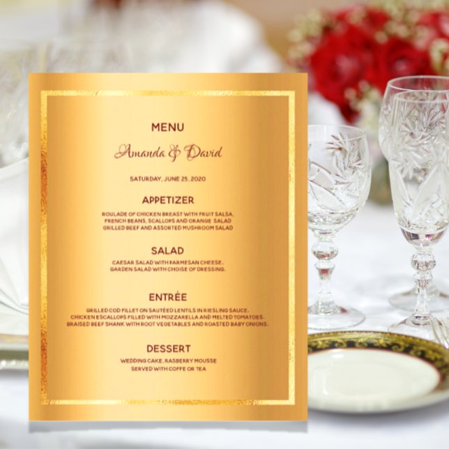 Wedding Menu gold metallic glam elegant (Creator Uploaded)