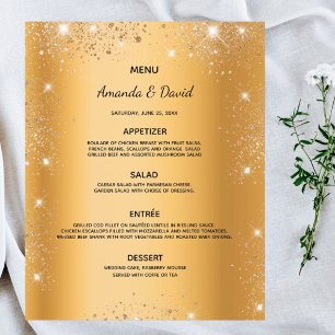 Wedding Menu gold metallic glitter dust elegant