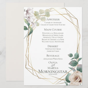 Wedding Menu   Ivory Peonies and Blush Magnolias Invitation