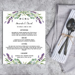 Wedding Menu lavender eucalyptus greenery budget<br><div class="desc">Please note that this menu is on flyer paper and very thin.

An elegant,  glamourous wedding menu card. Personalise and add your names,  date and the wedding menu. Decorated with lavender florals,  flowers and eucalyptus greenery.</div>