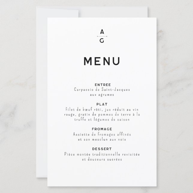 Wedding menu "Lettrus" (Front)