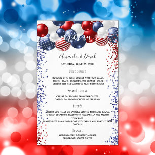 Wedding Menu patriotic red white blue budget