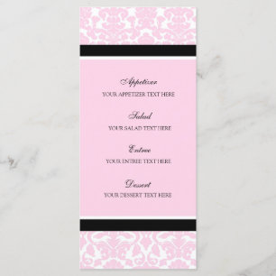 Wedding Menu Pink Black Damask