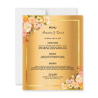 Wedding Menu pink florals gold glam elegant