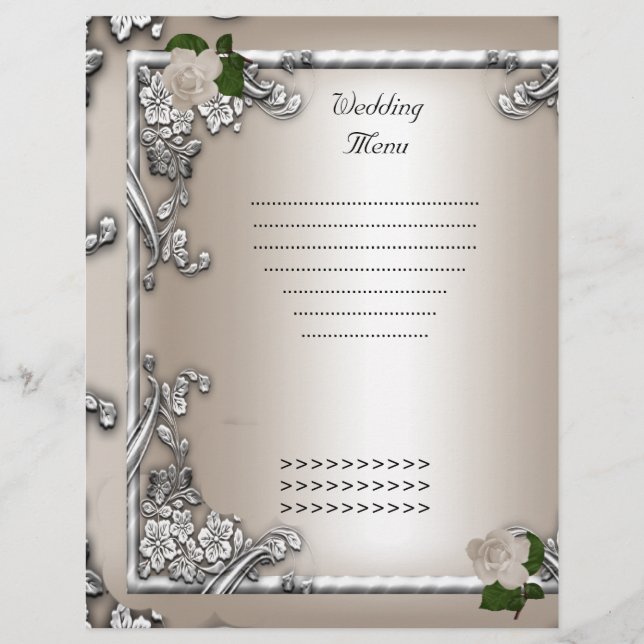 Wedding Menu Program Cream Rose White (Front)