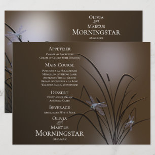 Wedding Menu Program Soft Mocha Dragonfly