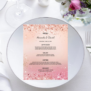 Wedding Menu rose gold pink confetti