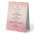 Wedding Menu rose gold pink glitter dust elegant