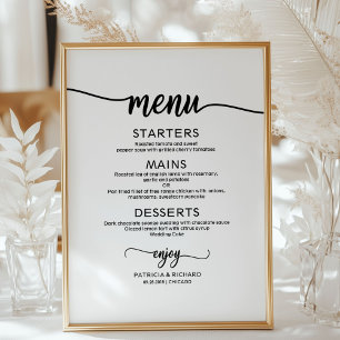 Wedding Menu Sign Rustic Chic Calligraphy