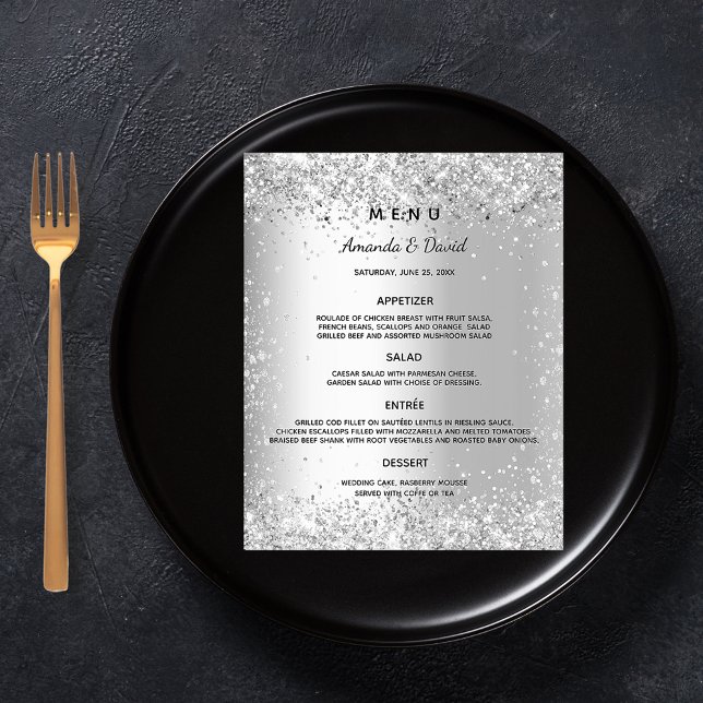 Wedding Menu silver confetti (Creator Uploaded)