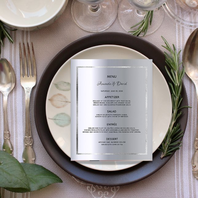 Wedding Menu silver elegant glam (Creator Uploaded)