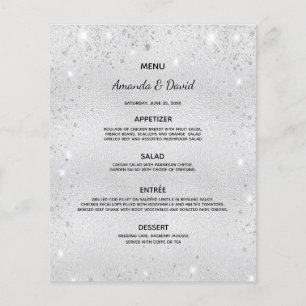 Wedding Menu silver glitter dust photo love story