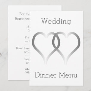 Wedding Menu Silver Hearts