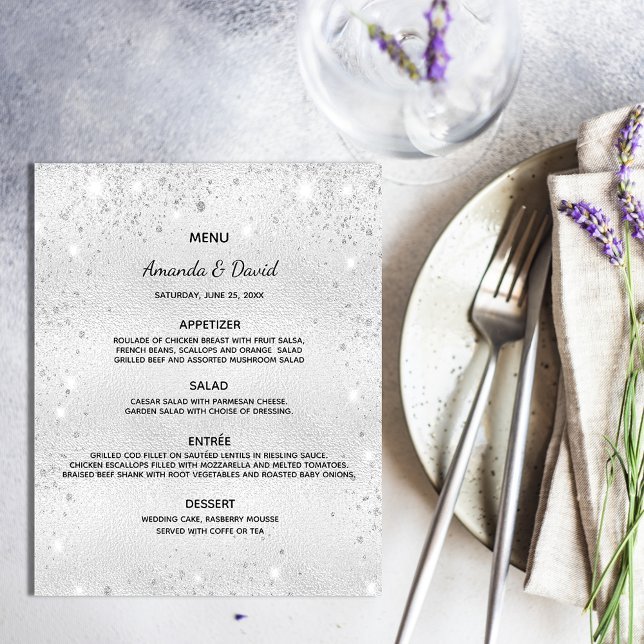 Wedding Menu silver metallic glitter budget (Creator Uploaded)