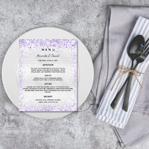 Wedding Menu silver purple violet lavender