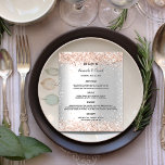 Wedding Menu silver rose gold sparkles<br><div class="desc">An elegant,  glamourous wedding menu card. Personalise and add your names,  date and the wedding menu. Faux silver looking background,  decorated with rose gold faux sparkles.</div>