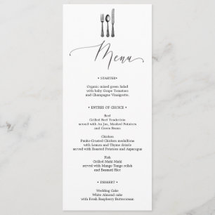 Wedding Menu - Silverware - Fork - Menu Invitation
