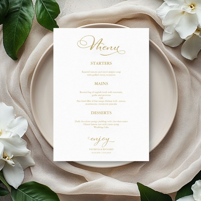 Wedding Menu Simple Elegant Gold Script (Creator Uploaded)