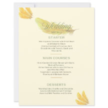 Wedding Menu - Soft Beige with Golden Feather Desi
