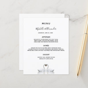 Wedding Menu swan couple white minimalist