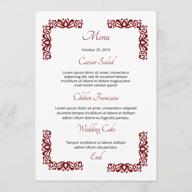 Wedding Menu Template (Front)