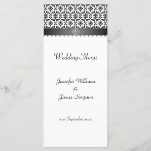 Wedding Menu Template Black and White Damask