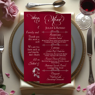 Wedding Menu & Thank You - Burgundy