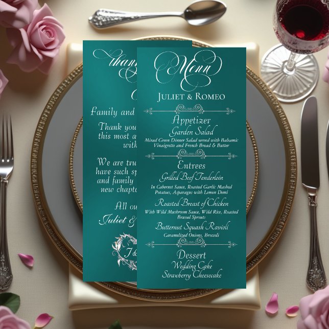 Wedding Menu & Thank You - Teal (Creator Uploaded)