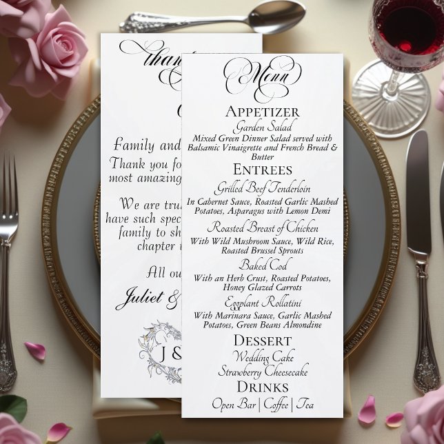 Wedding Menu & Thank You - White Pearl (Creator Uploaded)