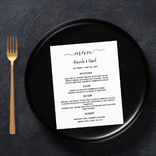 Wedding Menu white black simple