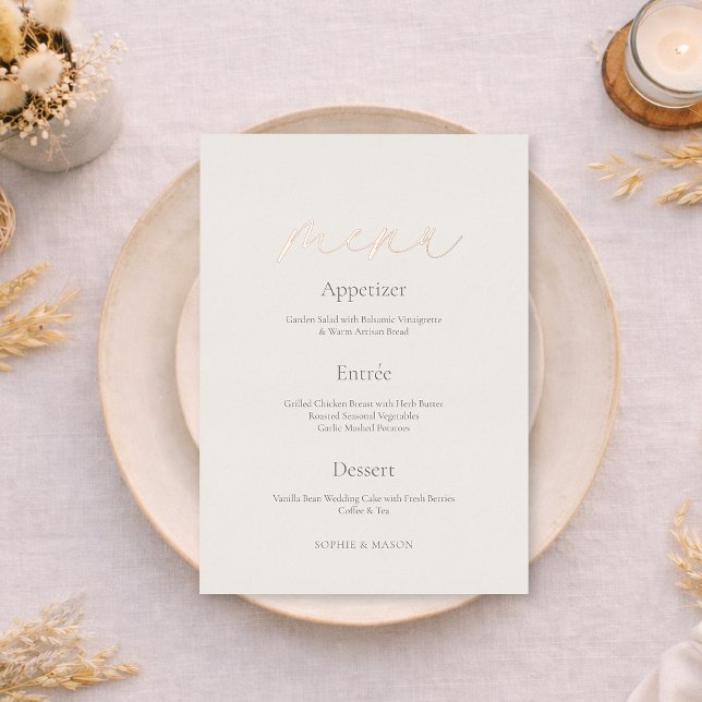Wedding Menu with Real Gold Foil | Minimal Ivory  (Creator Uploaded)