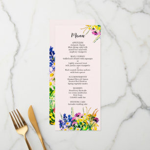Wedding menu with summer flowers