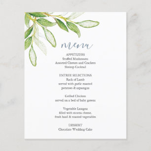 Wedding Menus Elegant Botanical Greenery