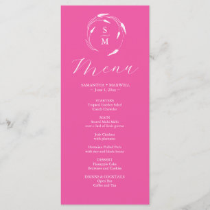 Wedding Menus Simple Monogram Fuchsia Pink