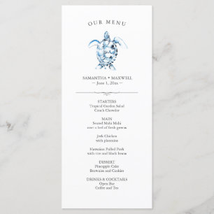 Wedding Menus Simple Watercolor Sea Turtle
