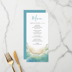 Wedding Menus Watercolor Beach Seashore
