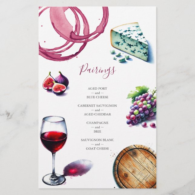 Wedding Menus Wine & Cheese Tasting Flyer (Front)