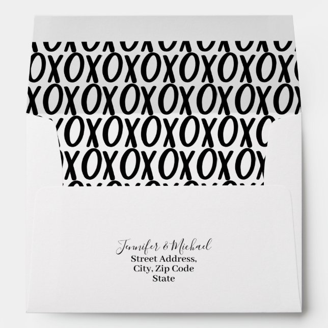 Wedding Minimal Black and White XOXO Envelope (Back (Bottom))