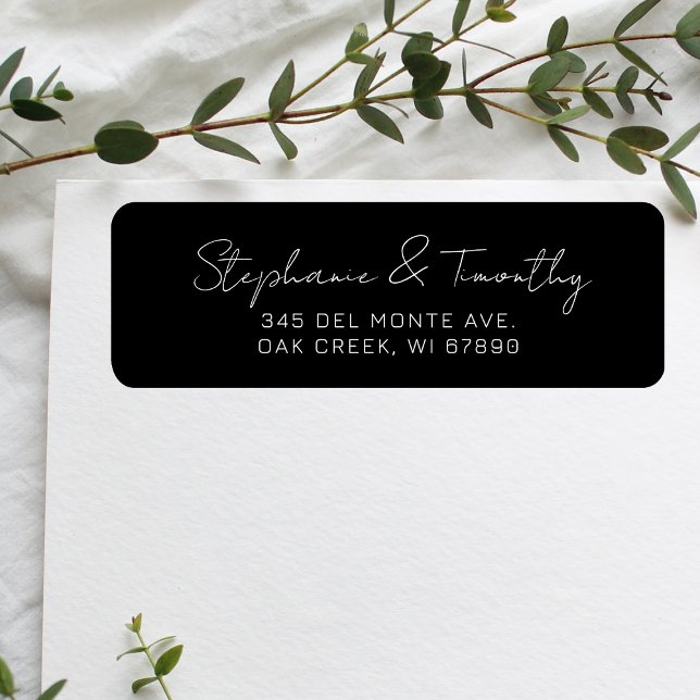 Wedding Minimalist Black Return Address (Effortlessly manage wedding correspondence with our simple return labels, ensuring seamless mailing.)