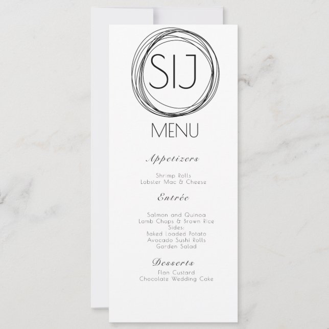 Wedding Minimalist Circular Rim Logo Wedding Menu (Front)