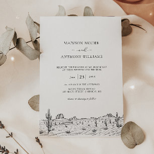 Wedding Minimalist Desert Cactus Landscape Invitation