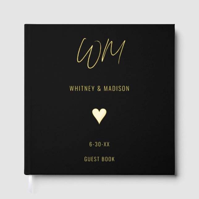 Wedding, Minimalist Foil Square Guestbook (Front)