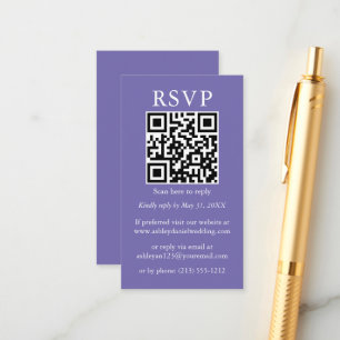Wedding Minimalist Simple QR RSVP Periwinkle Enclosure Card