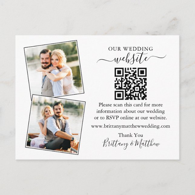 Wedding Minimalist Website 2 Photo Enclosure Card (Front)