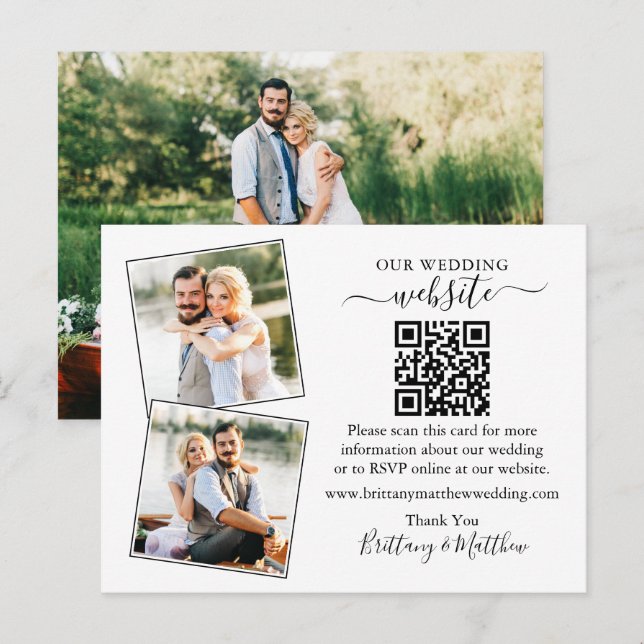 Wedding Minimalist Website 3 Photo Enclosure Card (Front/Back)