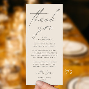 Wedding Minimalist Wedding Dinner Thank You Card