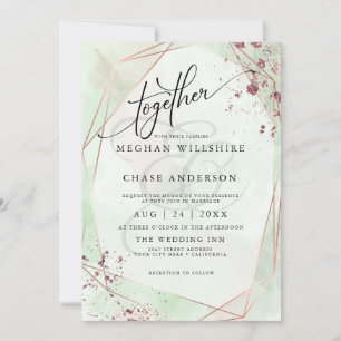 WEDDING Mint and Rose Dappled Watercolor