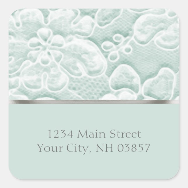 Wedding Mint Green Lace Square Sticker (Front)