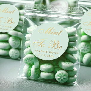Wedding Mint To Be Faux Gold Foil Elegant Script  Classic Round Sticker