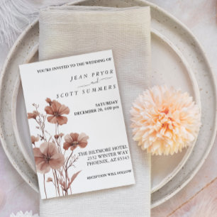 Wedding Mocha Mousse Wildflowers Invitation